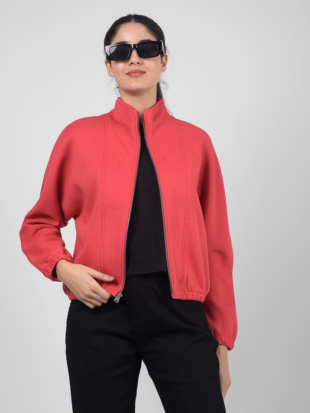 Numero Uno Women Pink Mock Neck Sweatshirts